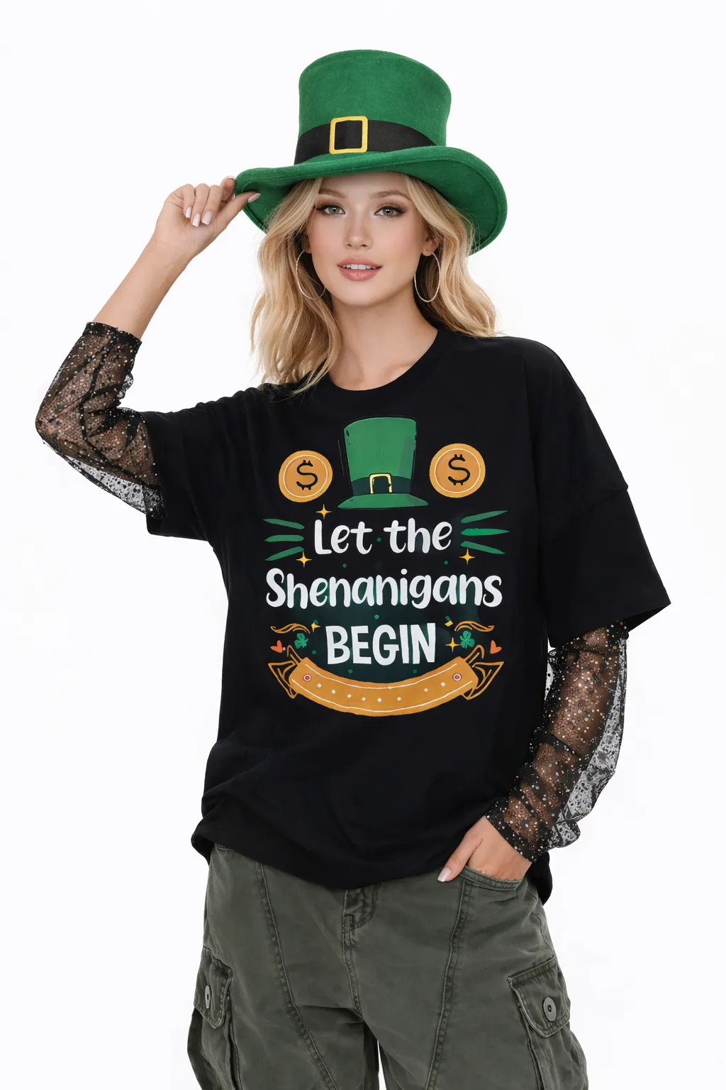 SHENANIGANS SPARKLE TEE – FESTIVE GLAMOUR | MDU392US