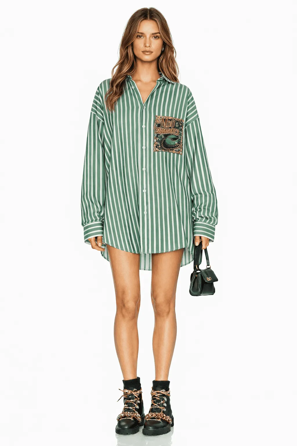 SHAMROCK STRIPE OVERSIZE SHIRT – COASTAL FESTIVE CHIC | MDU402US