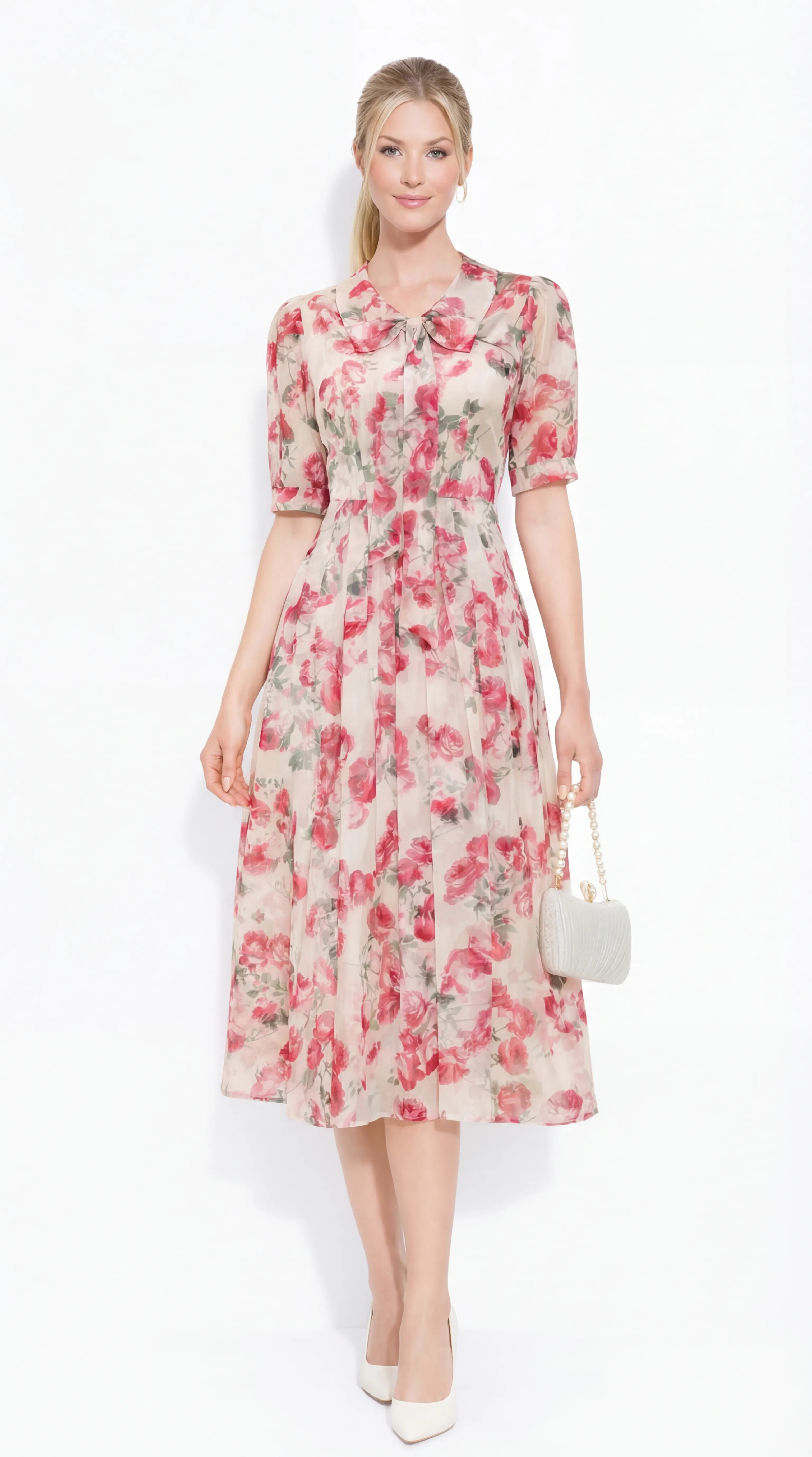 ROSE BLOSSOM ELEGANCE – PREMIUM PRESSED SILK MIDI | MDU4889