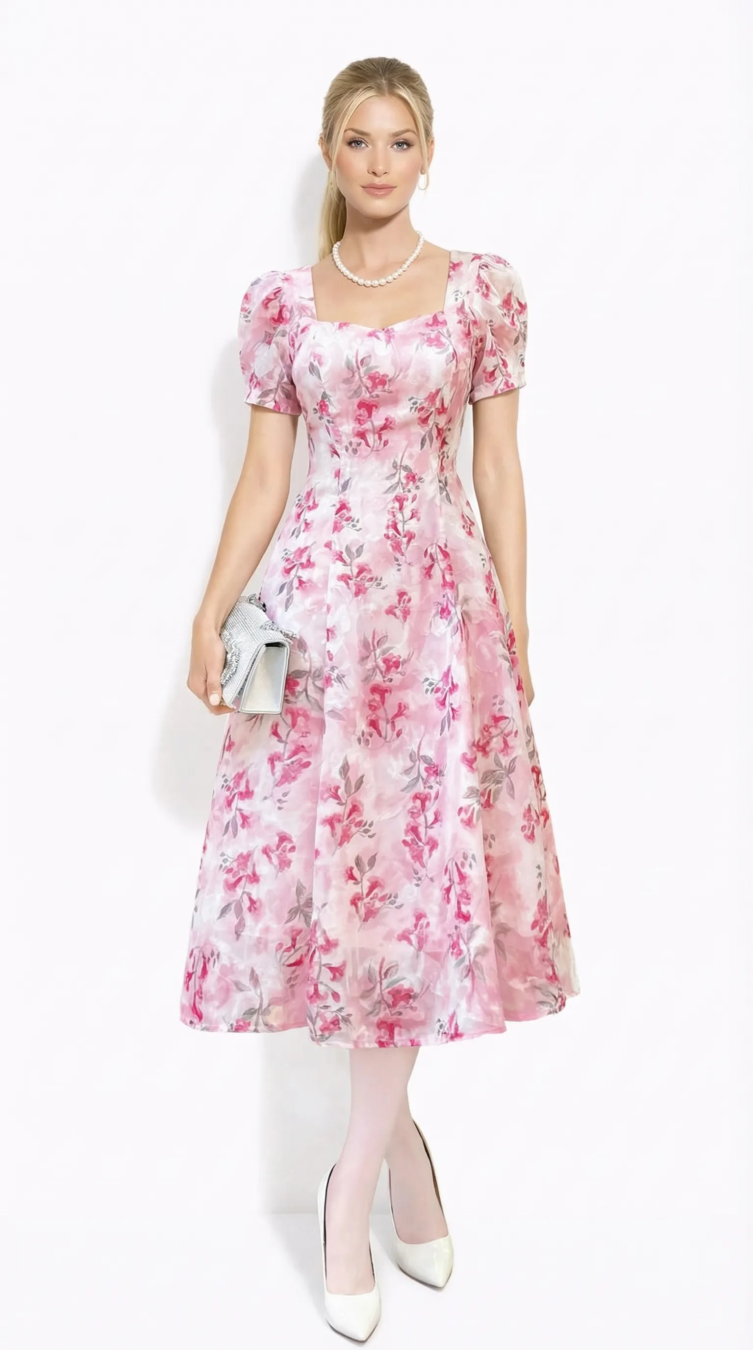 Alternative view of PASTEL BLOSSOM RADIANCE – PREMIUM PRESSED SILK MIDI | MDU5113