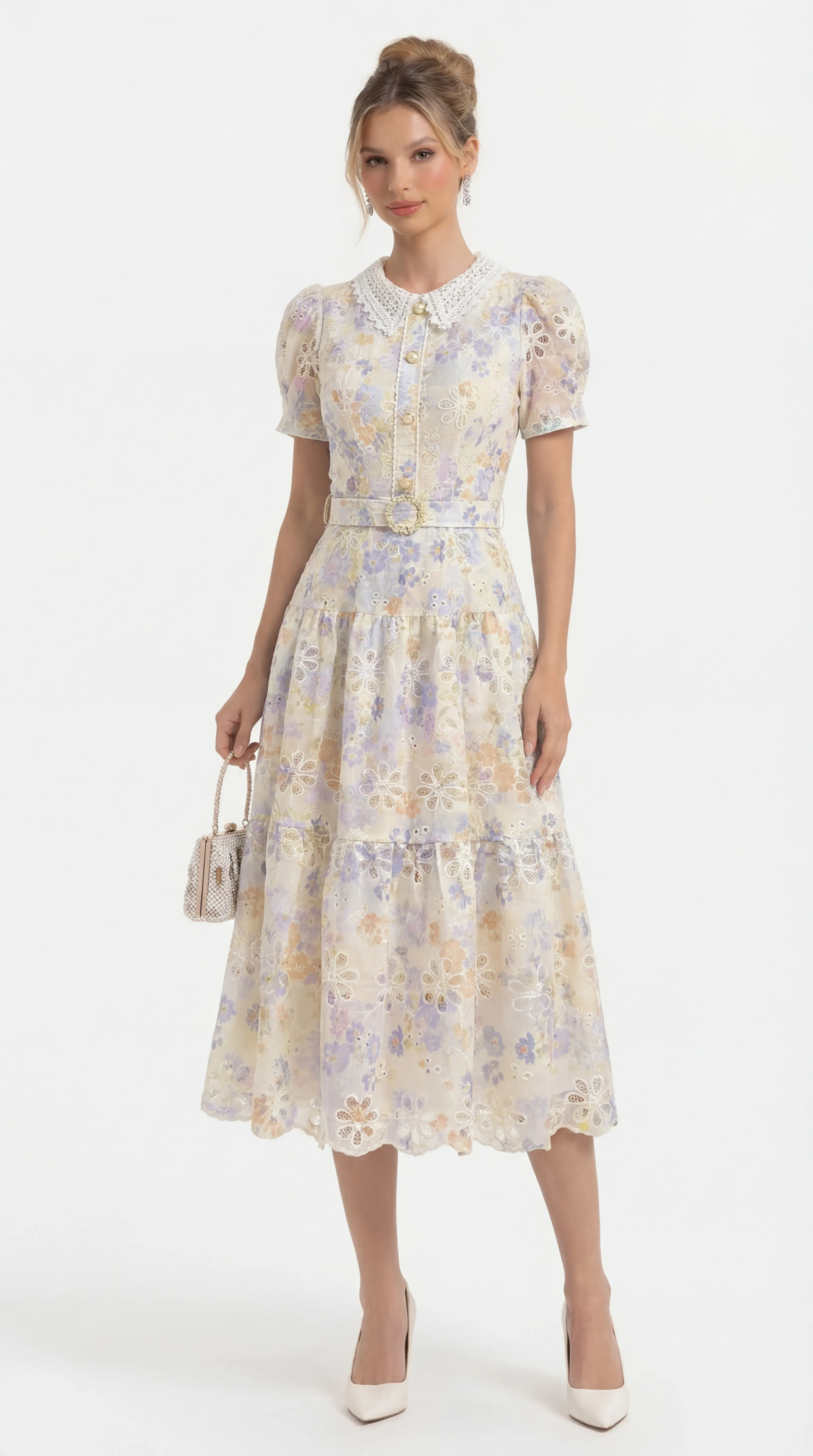 PASTEL BLOSSOM EMBROIDERED MIDI – ROMANTIC GARDEN EDIT | MDU5149