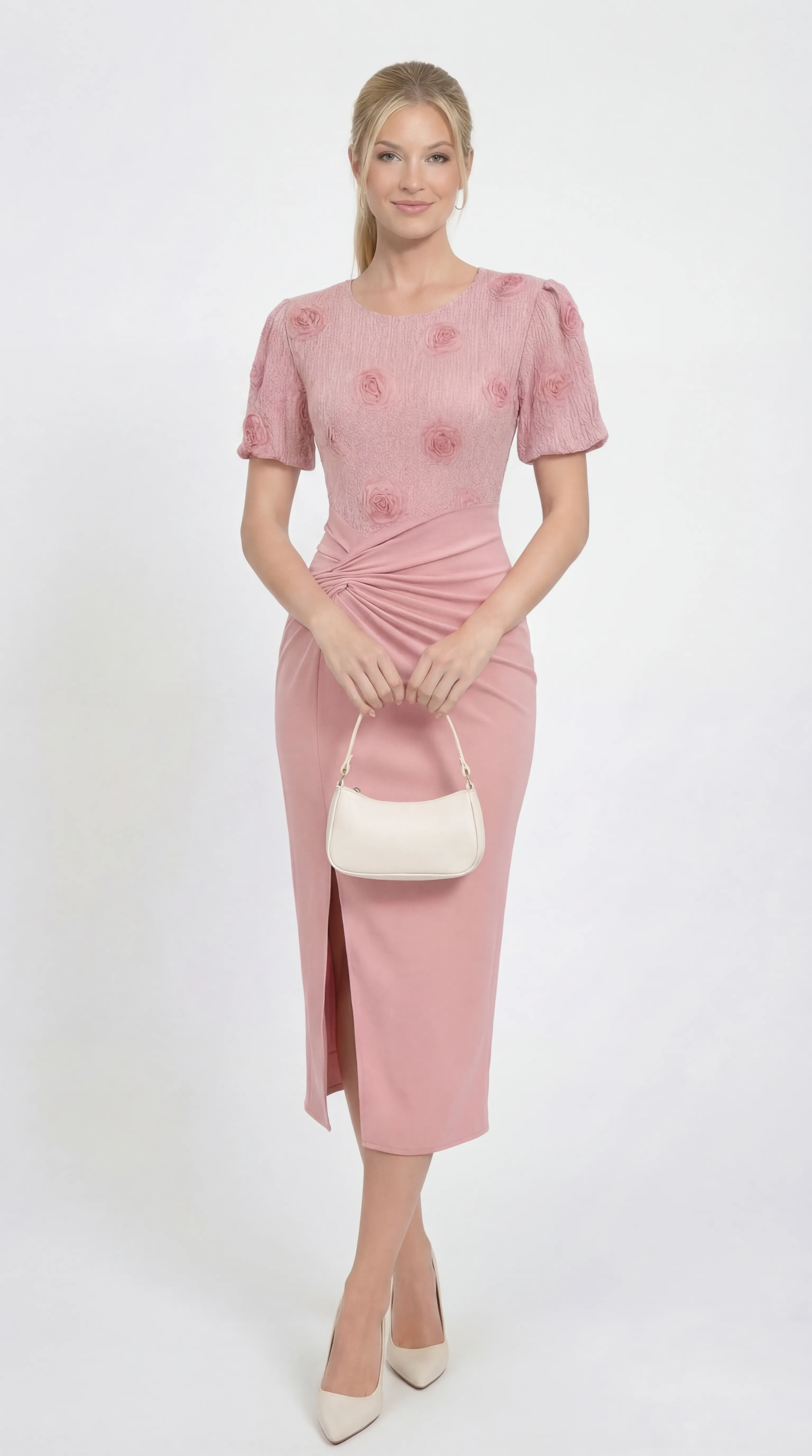BLOSSOM PINK SCULPT – LUXE LACE & KOREAN XLEO MIDI | MDU5901