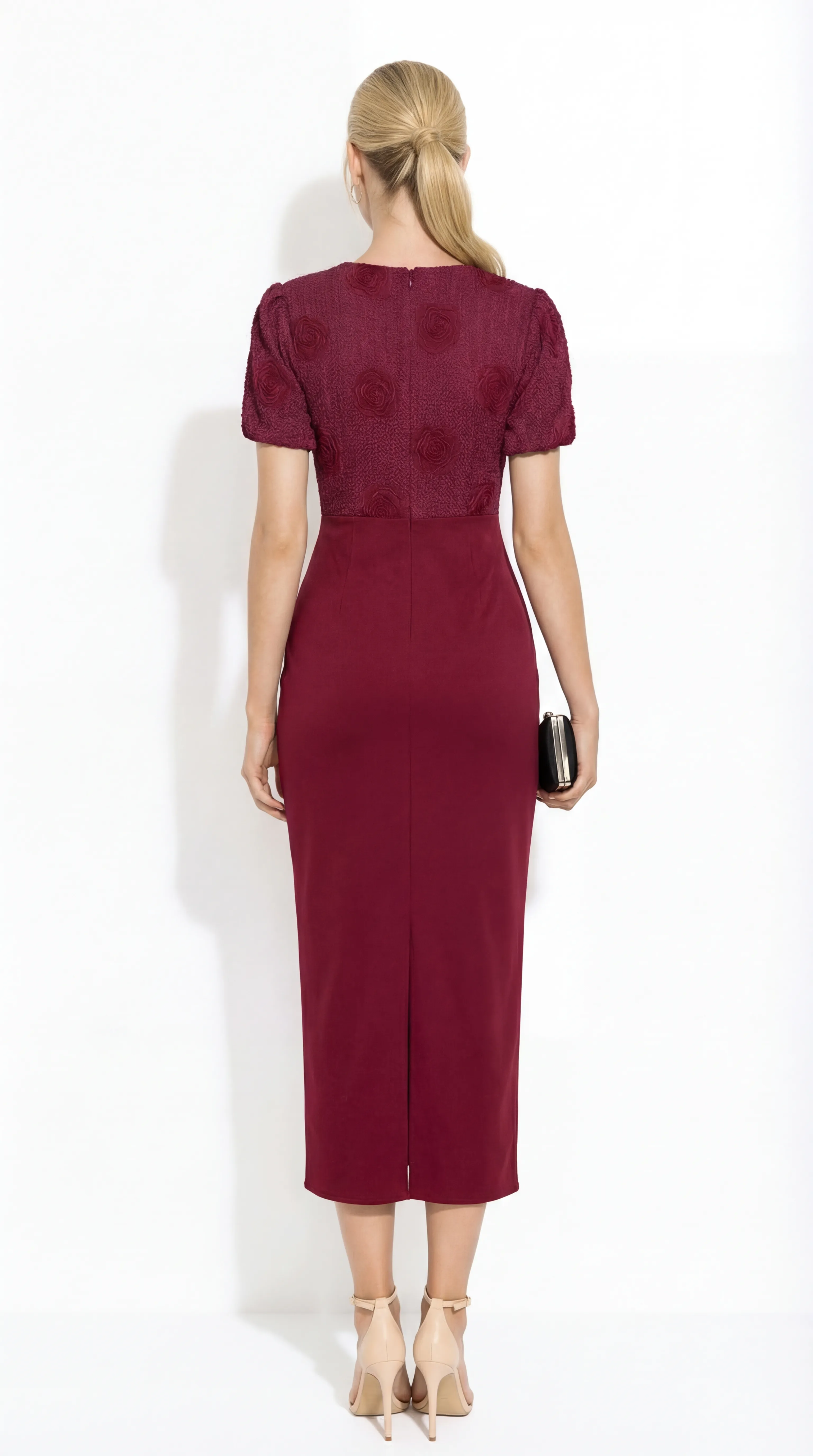 Alternative view of SCARLET BLOSSOM SCULPT – LUXE LACE & KOREAN XLEO MIDI | MDU5905