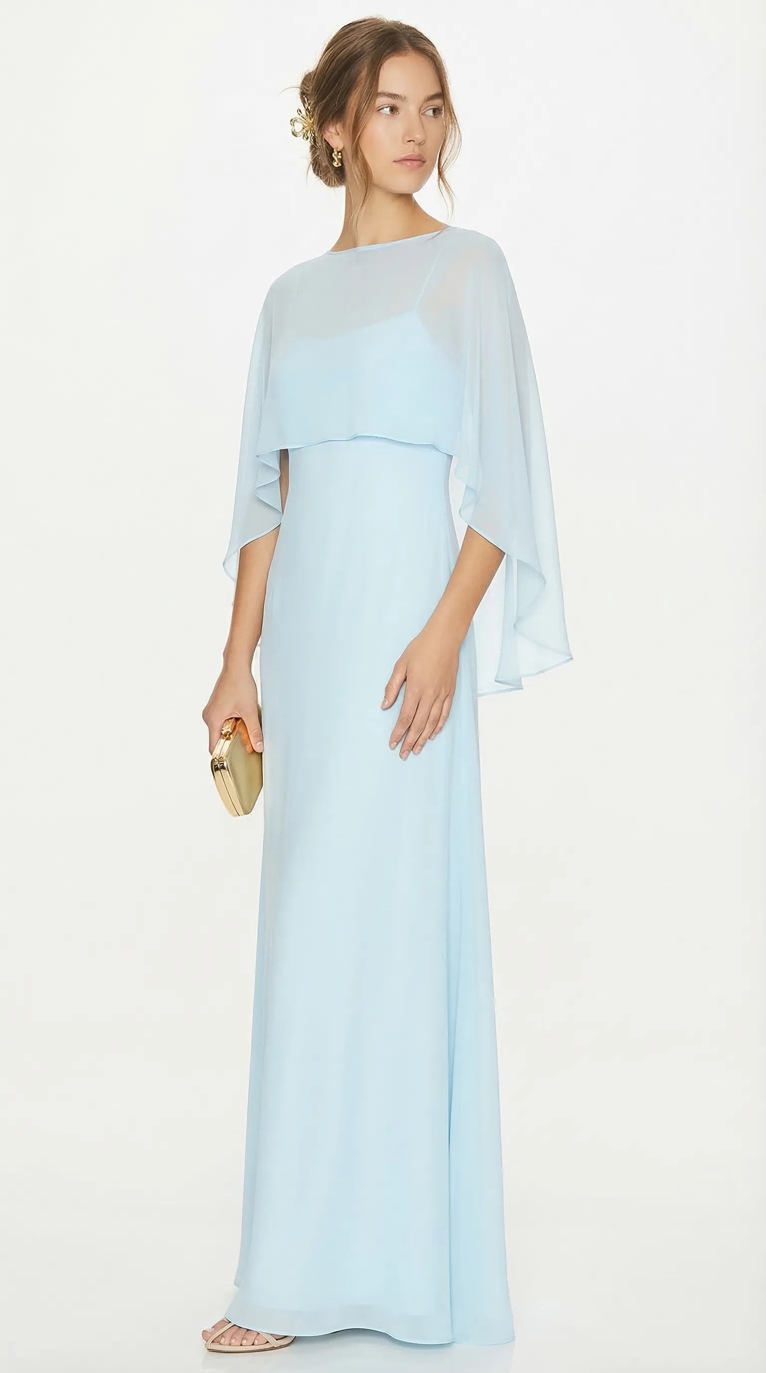 Alternative view of CRYSTAL AZURE ENSEMBLE – PREMIUM SILK & SHEER TƠ OVERLAY | MUS483