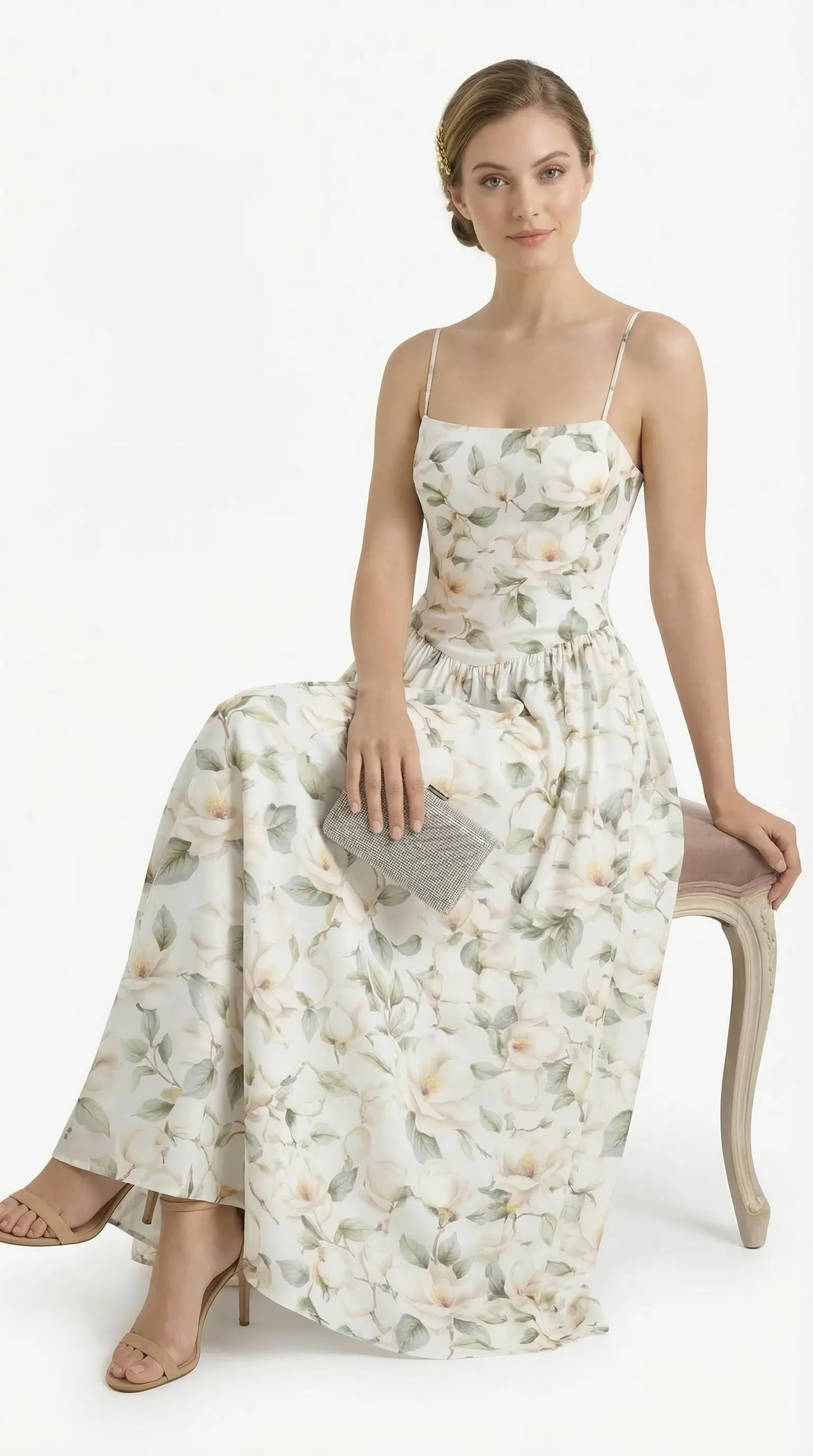 Alternative view of MAGNOLIA BLOOM MIDI GOWN – PREMIUM PRINTED THÔ COTTON | MUS512