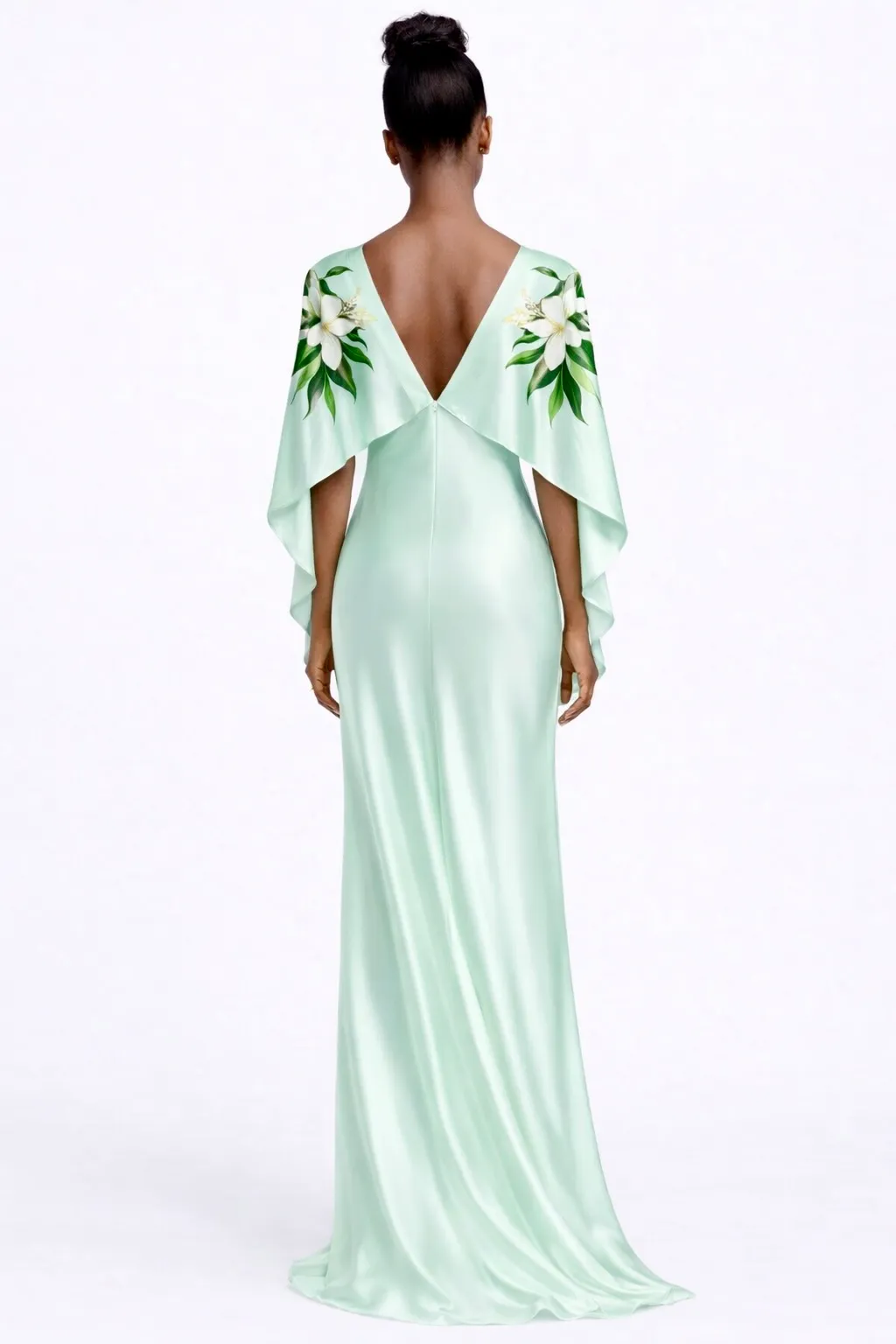 Alternative view of MINT LILY CAPE GOWN – PREMIUM SILK | MUS543