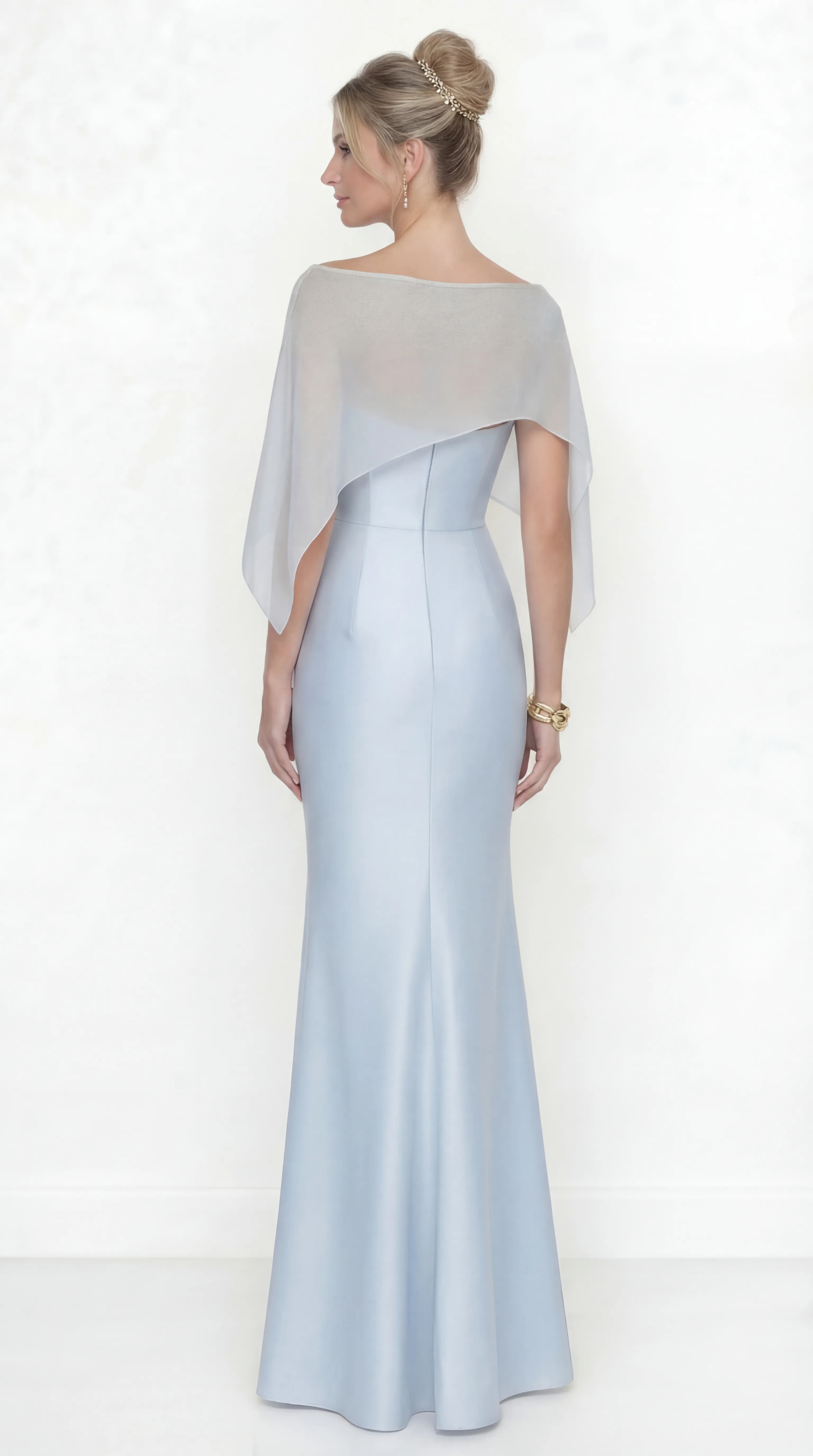 Alternative view of ICY BLUE SERENITY GOWN – PREMIUM SILK CHUN & ORGANZA | MUS468