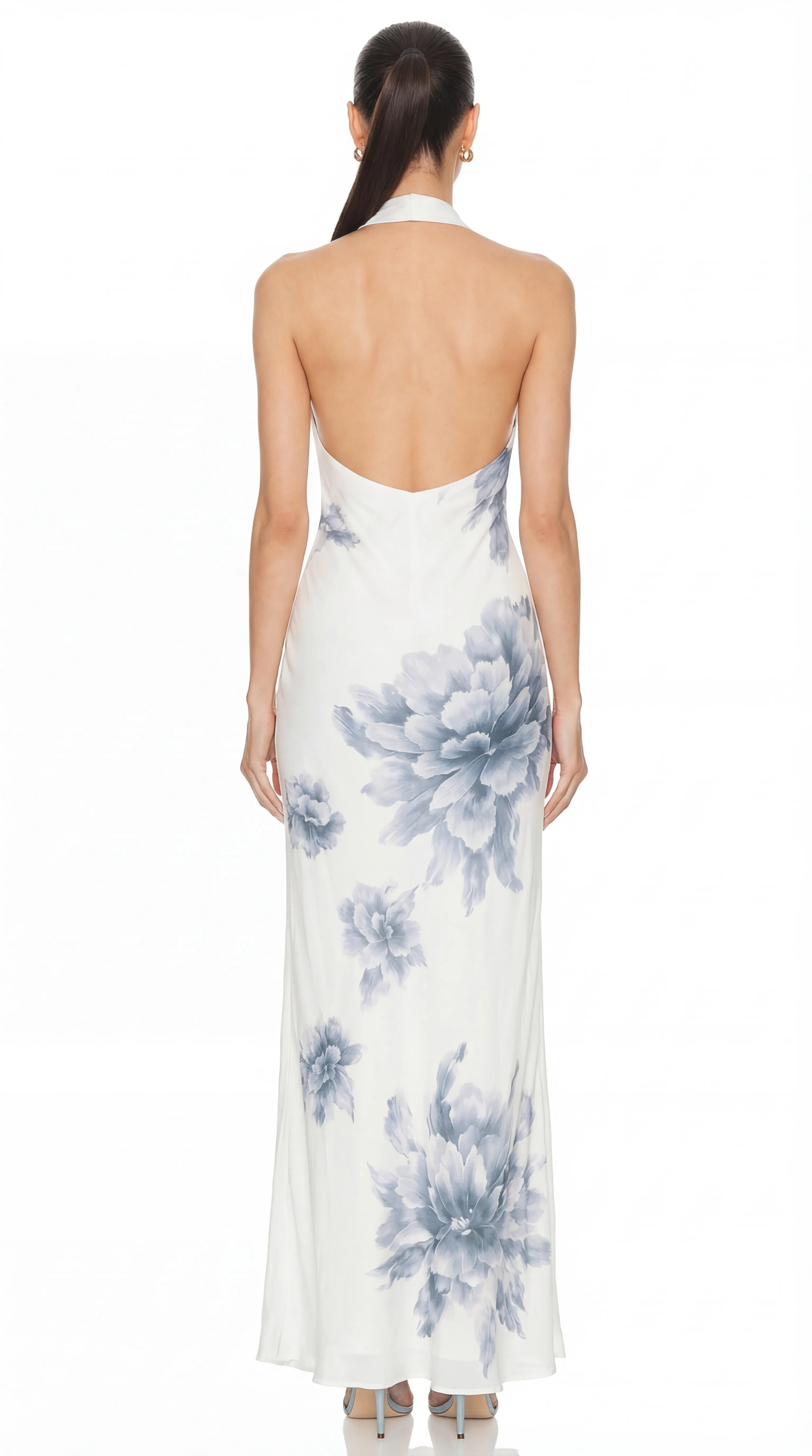 Alternative view of ETHEREAL SKY BLOOM GOWN – PREMIUM PRINTED TƠ SILK | MUS482