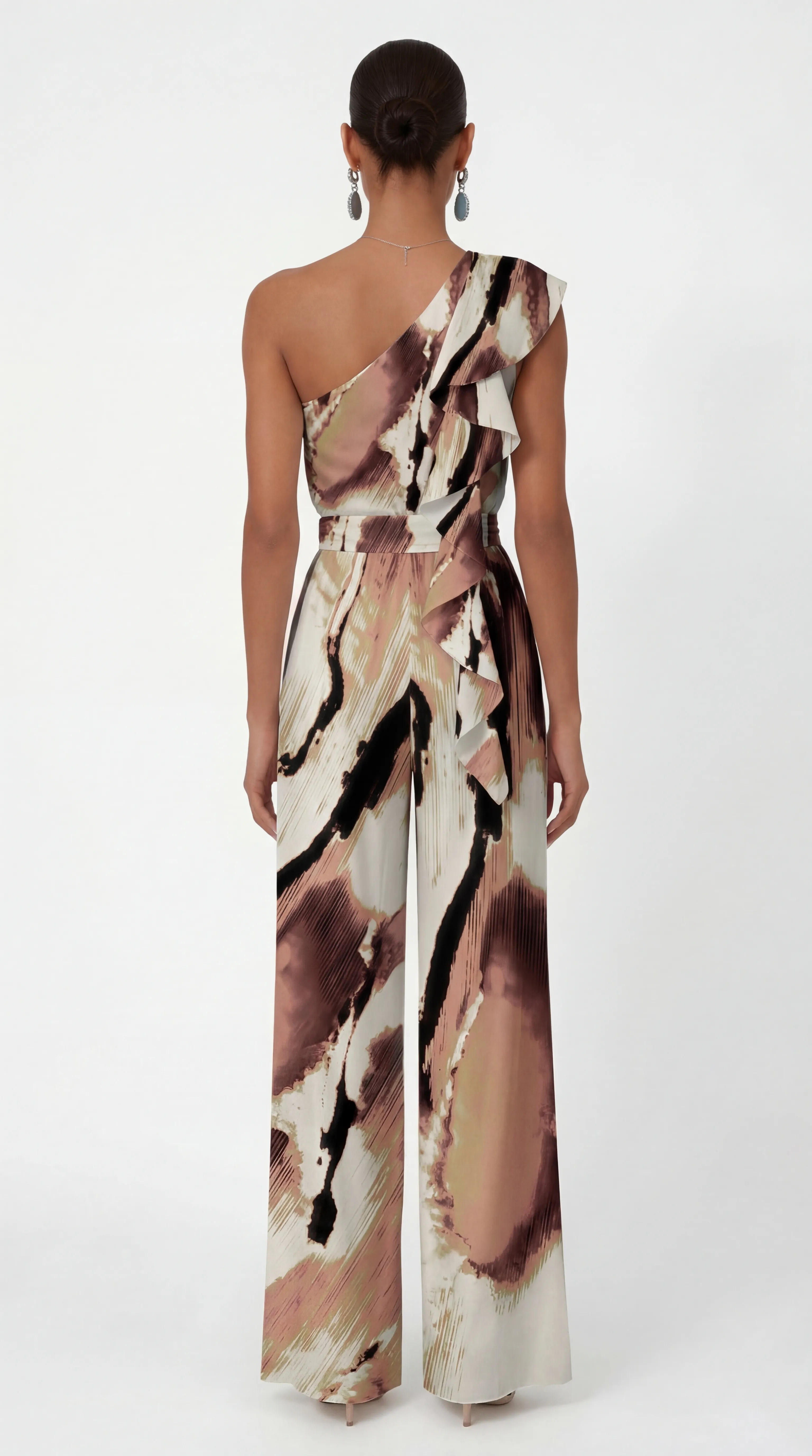 Alternative view of DESERT MIRAGE ONE-SHOULDER JUMPSUIT – PREMIUM SILK | MUS504