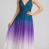 ROYAL AMETHYST GRADIENT MIDI GOWN – LUXURY SILK | MUS510