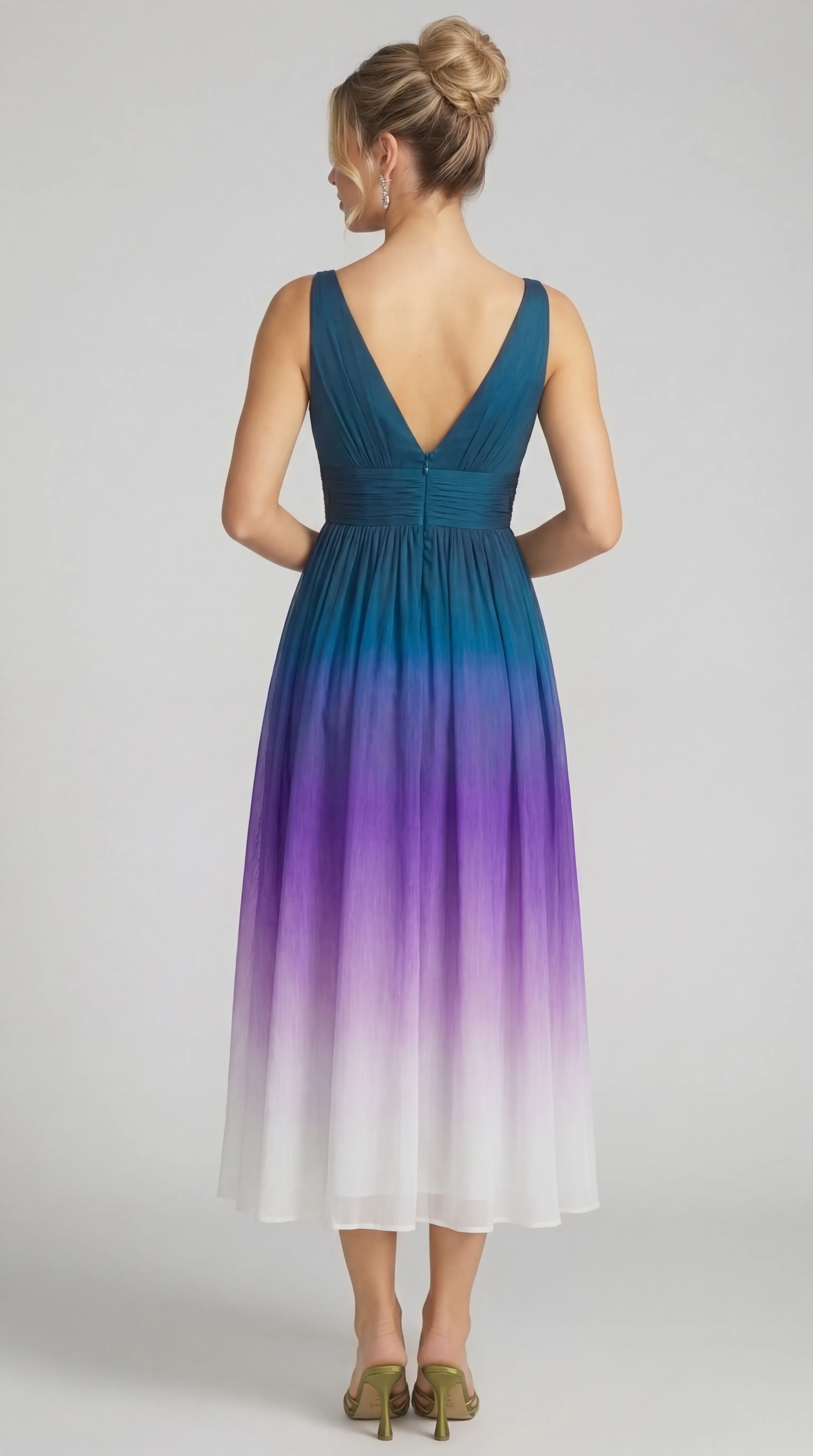 Alternative view of ROYAL AMETHYST GRADIENT MIDI GOWN – LUXURY SILK | MUS510