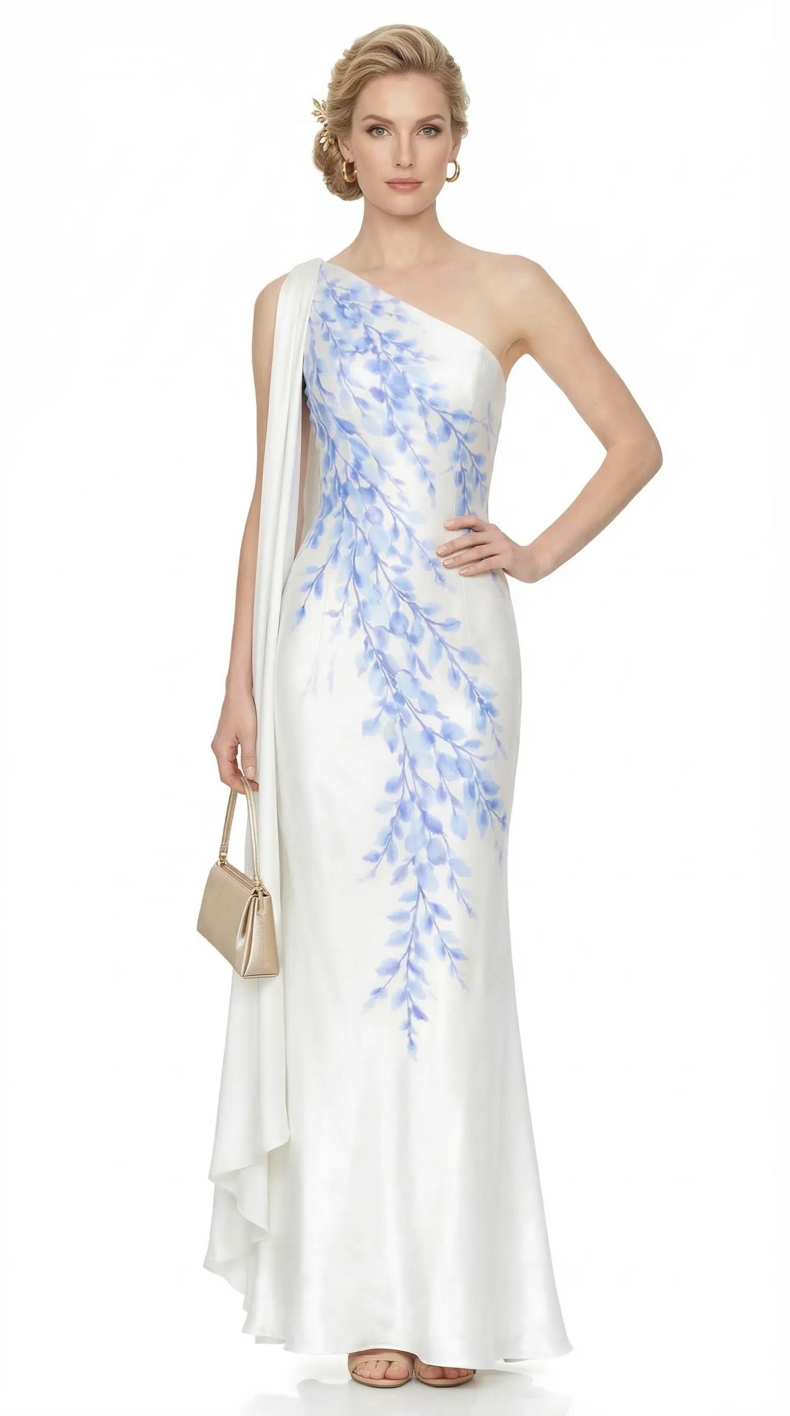 Alternative view of SILKEN PETAL DRAPE DRESS – PRINTED TƠ SILK | MUS514