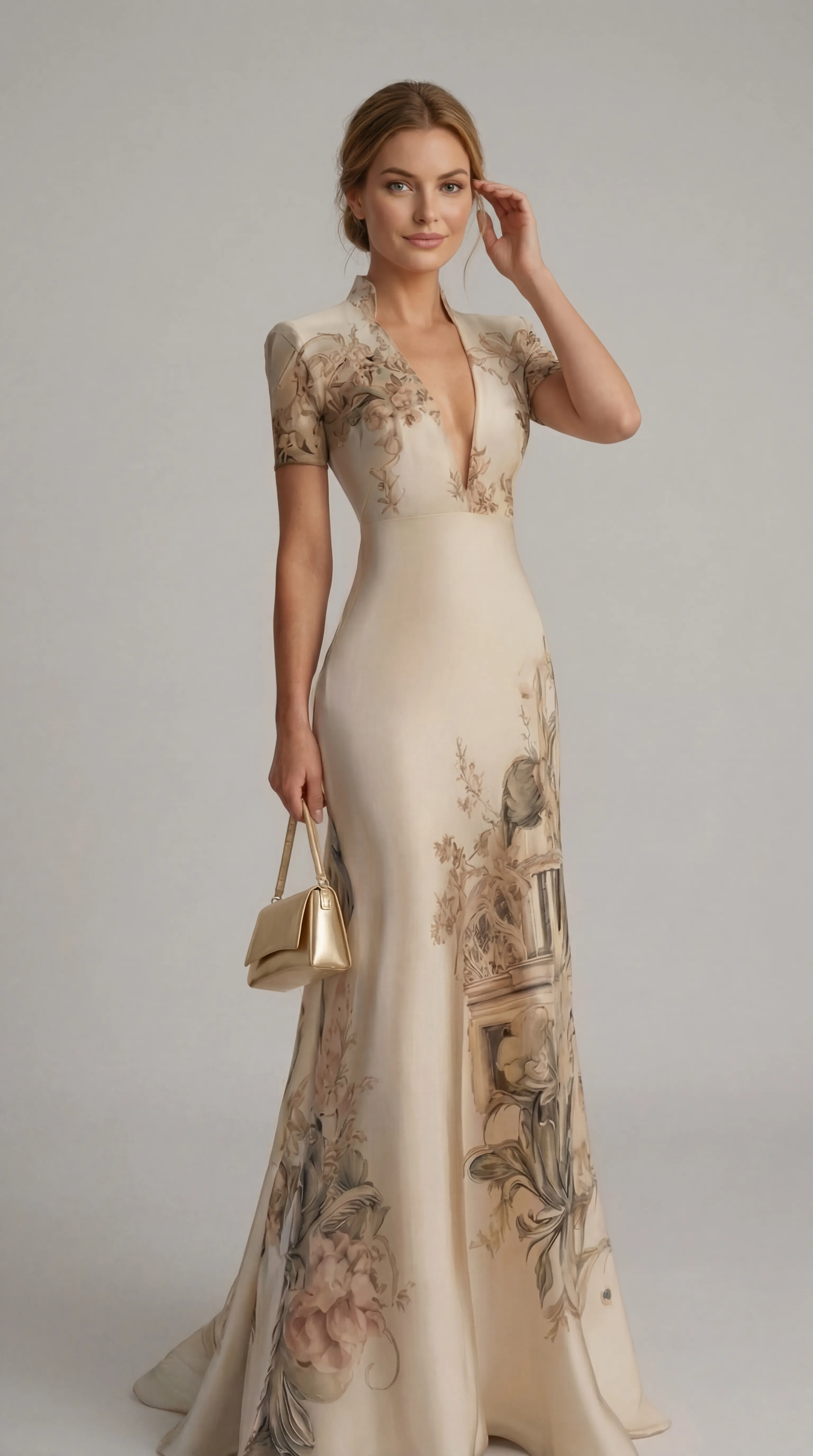 Alternative view of VINTAGE ARCHITECTURAL SILK GOWN – PREMIUM LỤA | MUS557
