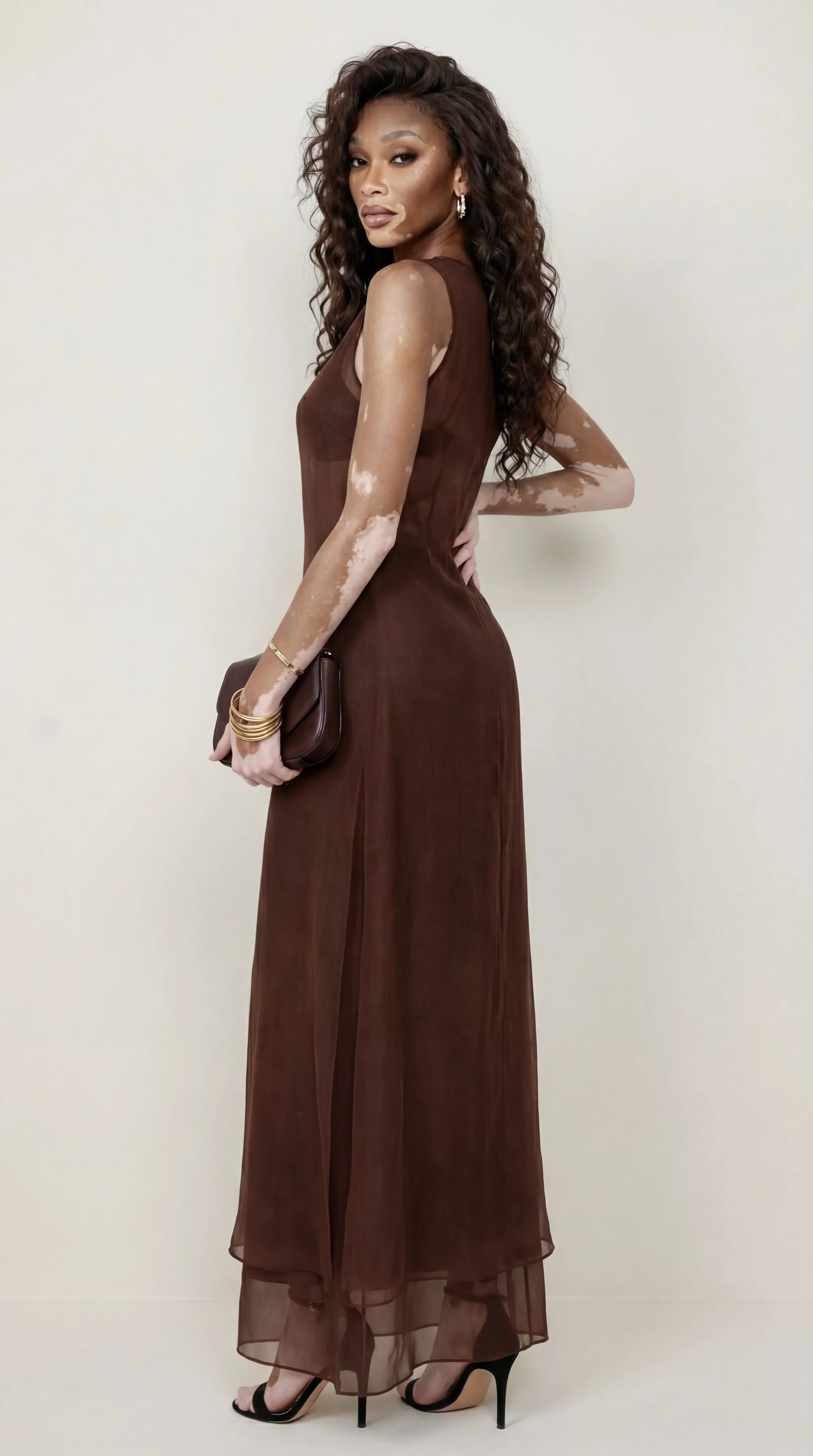 Alternative view of ESPRESSO CHIFFON LAYERED GOWN – PREMIUM SILK TƠ | MUS567